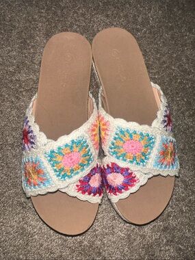 Coutgo Crochet Multi-Color Slide Sandals